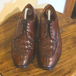 Allen Edmonds Mens Hersey Basketweave Premium leather Oxford Brown Sz.11.5